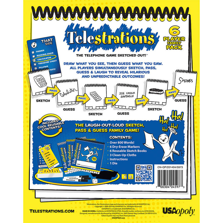 USAopoly Telestrations 6 Player: The Family Pack - English Edition