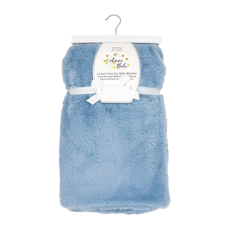 Couverture en peluche en fausse fourrure : Bleu