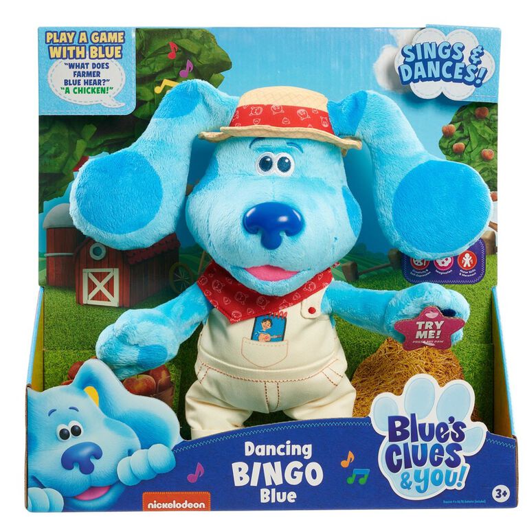 Animal En Peluche Blue's Clues et You! Bingo Blue de 36 cm (14 pouces) avec Sons et mouvements