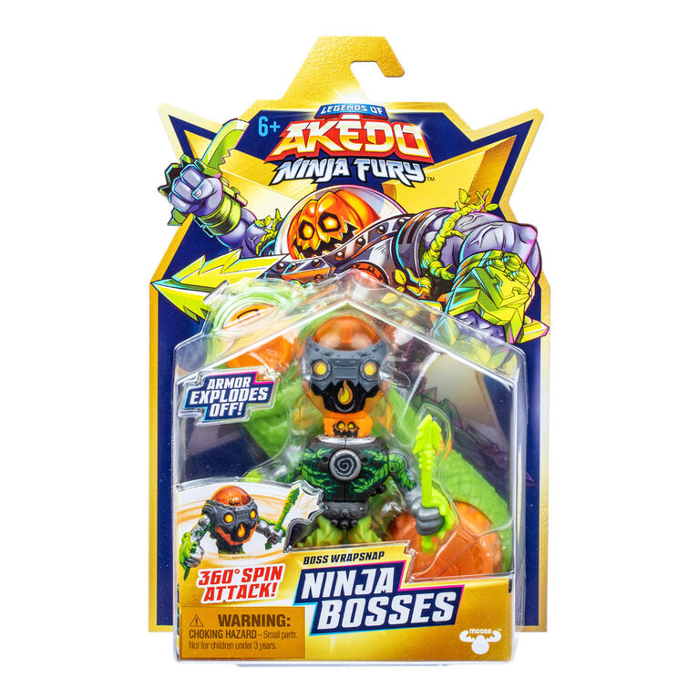 Legends of Akedo Ninja Fury Ninja Bosses, 360˚  Spin Attack, Armor Pops Off, Boss Wrapsnap