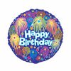 Bday Fireworks Round Foil 18" - English Edition