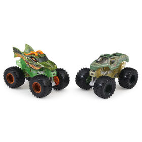 Monster Jam, Official Dragon Vs. Soldier Fortune Color-Changing Die-Cast Monster Trucks, 1:64 Scale