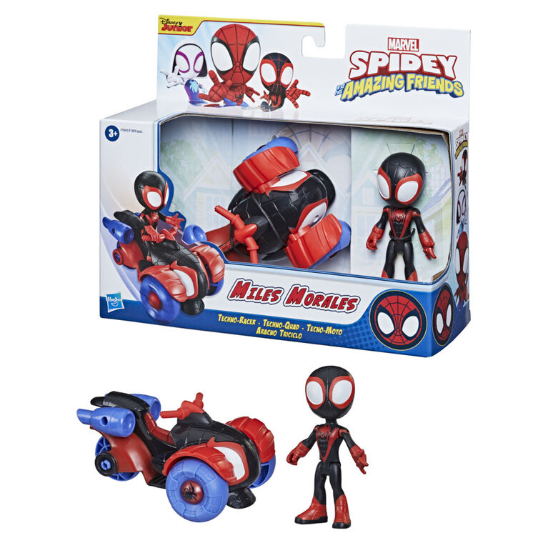 Marvel Spidey and His Amazing Friends, figurine Miles Morales avec Techno-quad