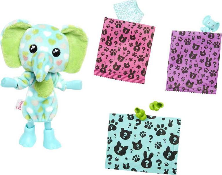 Barbie Cutie Reveal Chelsea Doll and Accessories, Jungle Series, Elephant-Themed Small Doll Set
