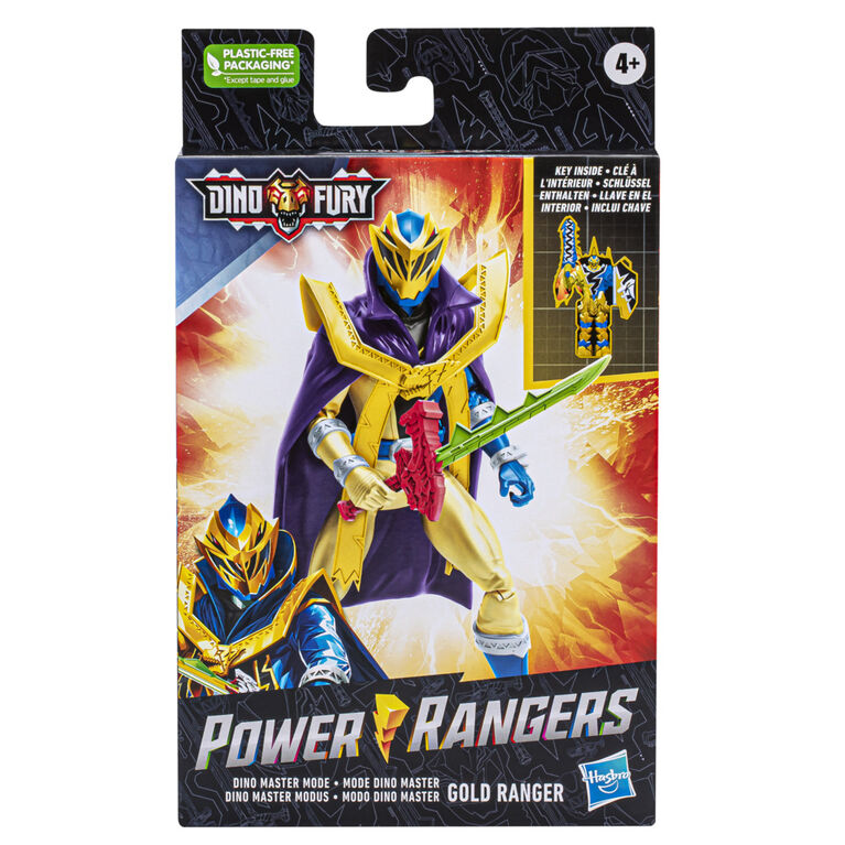 Power Rangers Dino Fury Gold Ranger Dino Master Mode, 6-Inch Power Rangers Action Figures