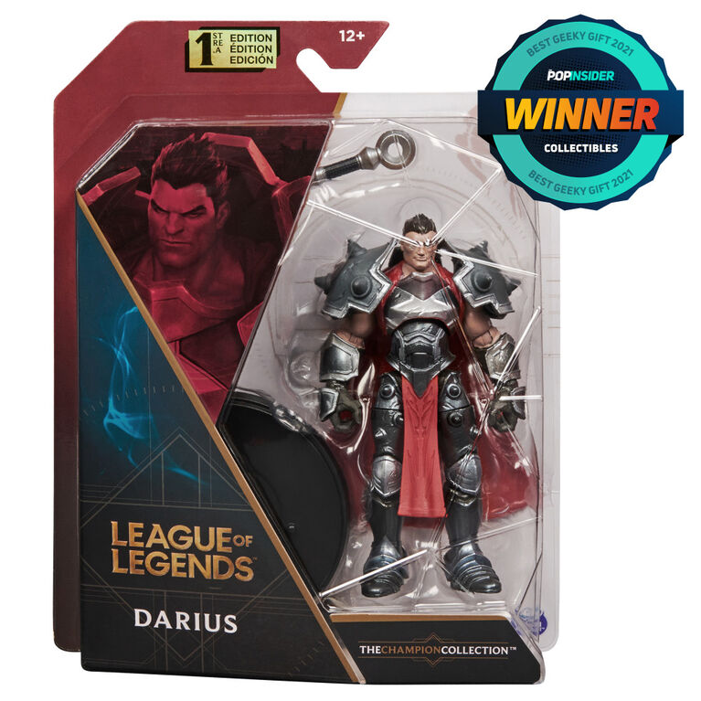 League of Legends, Figurine à collectionner Darius de 10,2 cm avec détails de qualité supérieure et accessoire hache, Collection Champion, qualité collectionneur