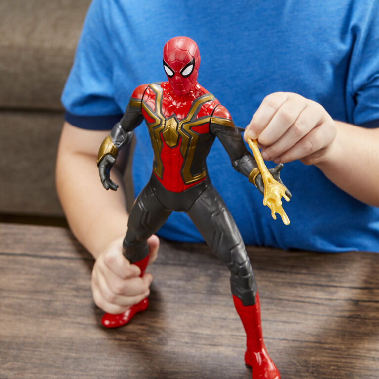 Marvel Spider-Man, figurine articulée Spider-Man super lance-toile Deluxe de 33 cm Thwip Blast