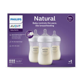 Philips Avent Natural Baby Bottle With Natural Response Nipple, Clear, 9oz, 3 pack, SCY903/03