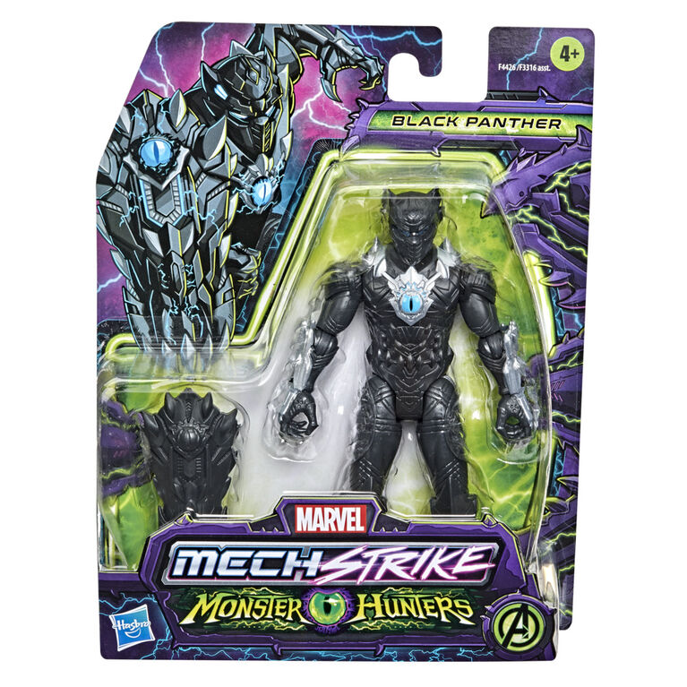 Marvel Avengers Mech Strike Monster Hunters Black Panther Toy, 6-Inch-Scale Action Figure with Accessory