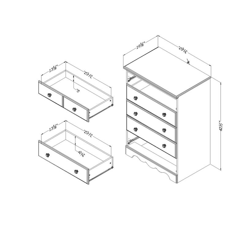 Summer Breeze 5-Drawer Chest Dresser- White Wash