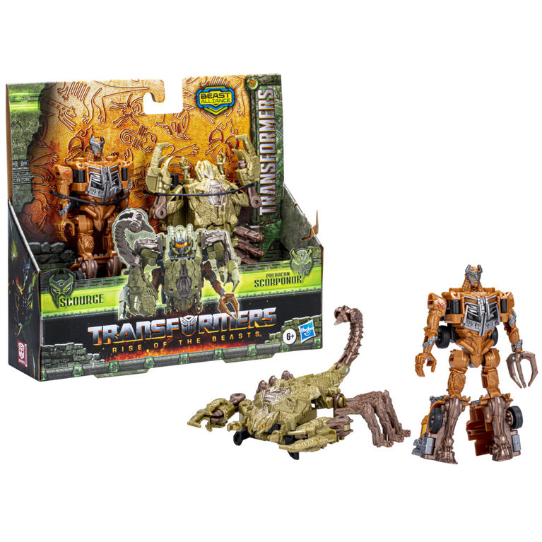 Transformers: Rise of the Beasts Movie, Beast Alliance, Beast Combiners 2-Pack Scourge Toys, 5-inch