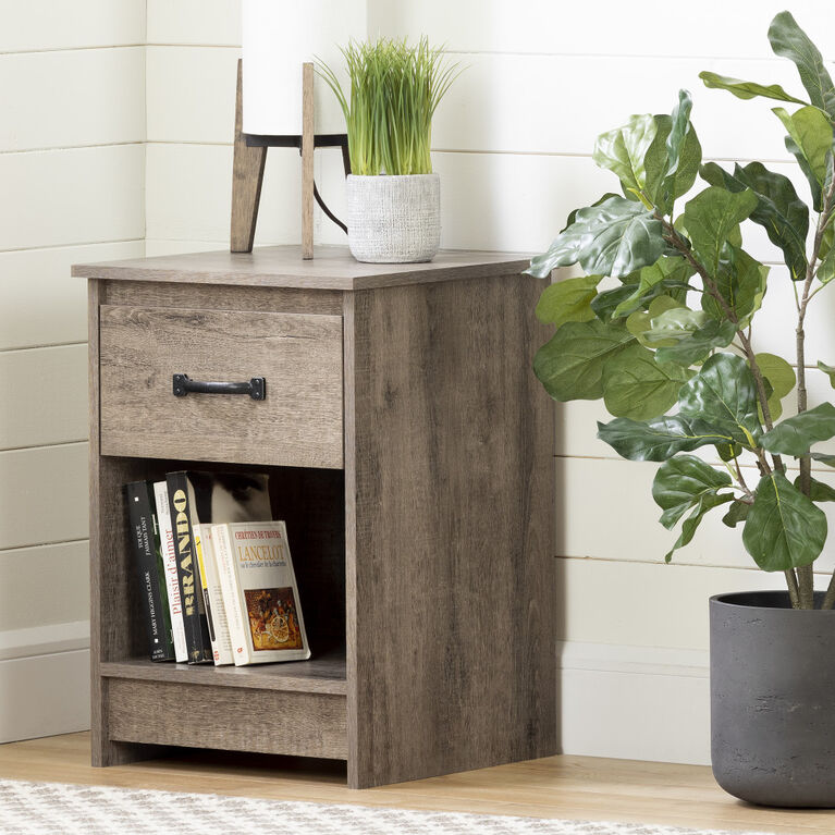 Tassio 1-Drawer Nightstand Weathered Oak