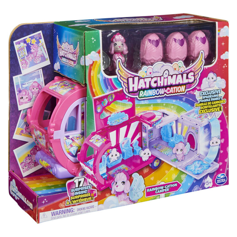 Hatchimals CollEGGtibles, Camping-car transformable Rainbow-cation avec 6 personnages exclusifs, 10 accessoires