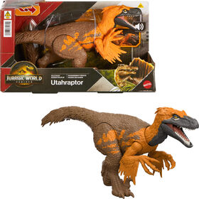 Jurassic World Rebirth Wild Roar Utahraptor Dinosaur Toy, Tail Controlled Attack Chomp & Sound