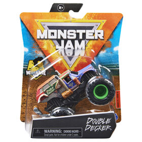 Monster Jam, Monster truck Double Decker officiel, v&eacute;hicule en m&eacute;tal moul&eacute;, s&eacute;rie Wreckless Trucks, &eacute;chelle 1:64