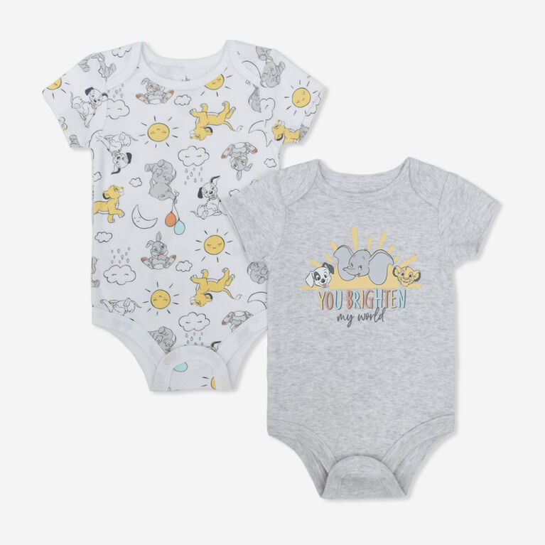 Disney Classic 2 Pack Bodysuit Set Grey 0/3M