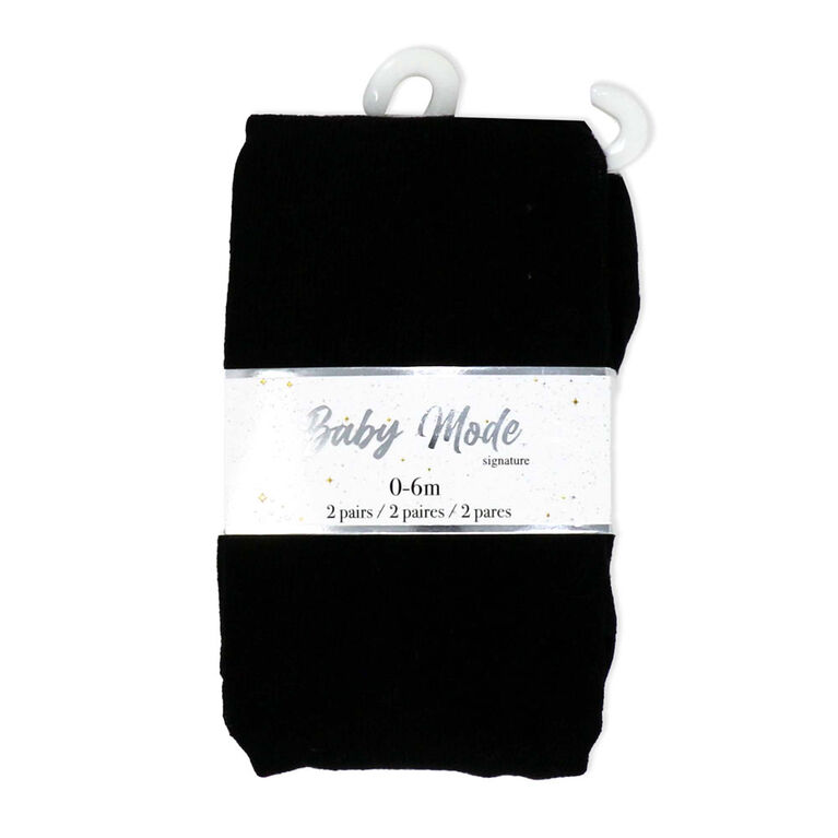 Baby Mode Signature 2 Pack Tights: Black & White