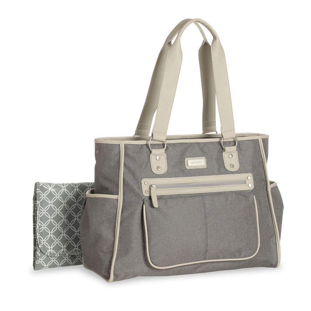 Carter s City Tote Diaper Bag Grey Textured Babies R Us Canada