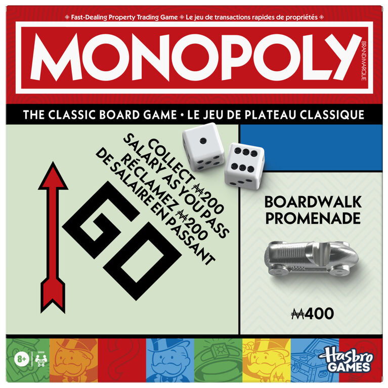 Monopoly Board Game with Storage Tray and Larger Tokens