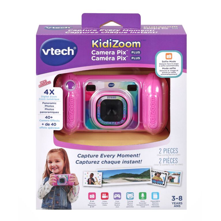 VTech KidiZoom Caméra Pix Plus - Rose - Bilingue anglaise/française
