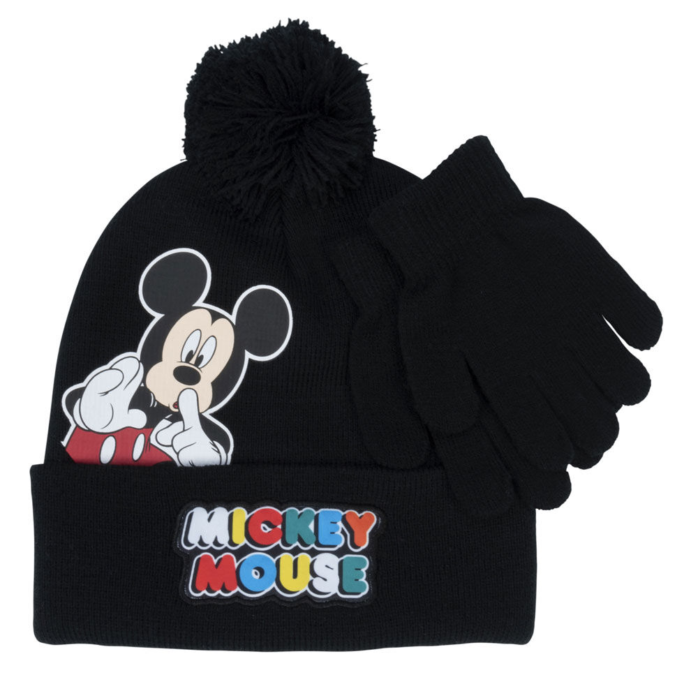 Mickey Mouse Pompom Hat and Glove Set