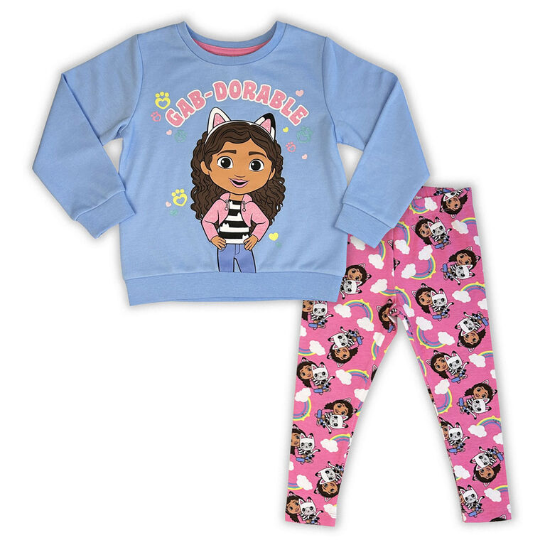 Gabby 2 Piece Set Popover & Legging - Blue/Pink  4T