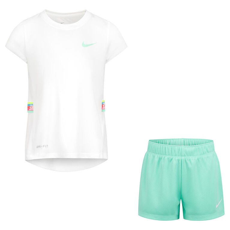 Nike T-shirt and Short Set - Green - Size 6