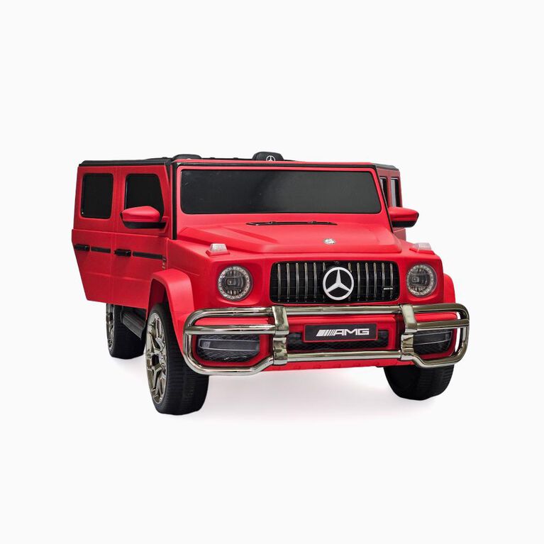 KIDSVIP Officially Licensed Mercedes G Series 24V 4x4 Kids Ride-On 2-Seater Car w/ Rubber Wheels, Music, RC - Matte Red