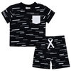 Pl Baby-Baby 2 Piece Set Short Sleeve Top + Short Black 2T