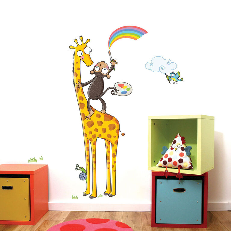 Wall Stories autocollant muraux pour enfants - Découvrir les couleurs -  Autocollants muraux interactifs pour chambre d'enfants - Grand autocollant
