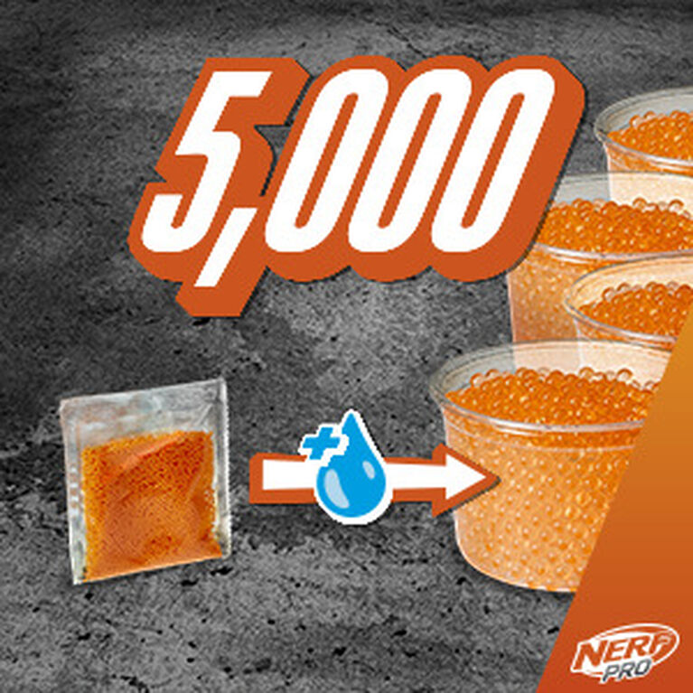Nerf Pro Gelfire Dual Wield Pack, 2 blasters, tir sans amorçage, 5 000 billes Gelfire, 2 chargeurs-trémie 100 billes intégrés, 2 lunettes
