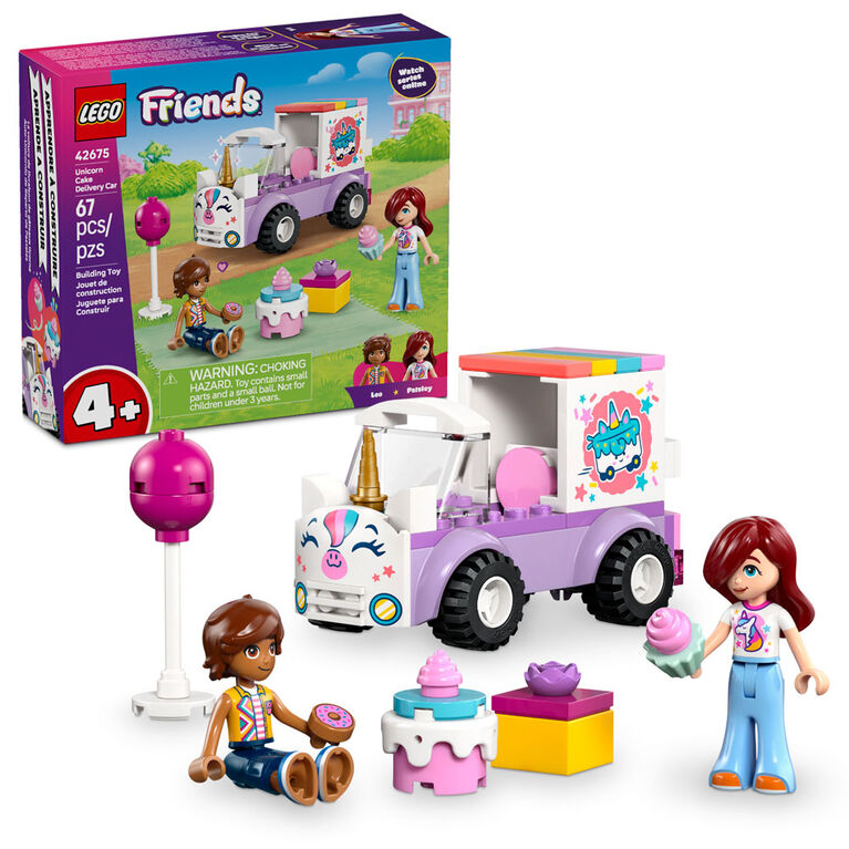 LEGO Friends La Voiture de Livraison de G&acirc;teaux Licorne - Ensemble de Construction avec 2 Minipoup&eacute;es et un G&acirc;teau - 42675