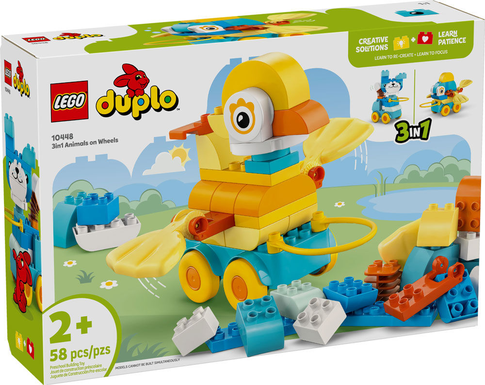 LEGO DUPLO Town 3 in 1 Animals on Wheels Building Toy & Learning Play Set for Toddlers, Ages 2+ - 10448