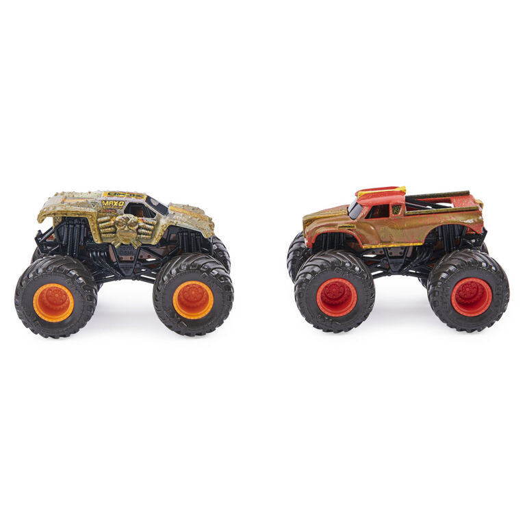 Monster Jam, Official Max-D vs. Radical Rescue Color-Changing Die-Cast Monster Trucks, 1:64 Scale