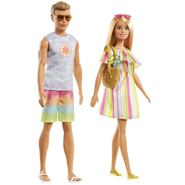 Barbie Gift Set with Convertible Car, Pool, Barbie Doll and Ken Doll in Swimwear