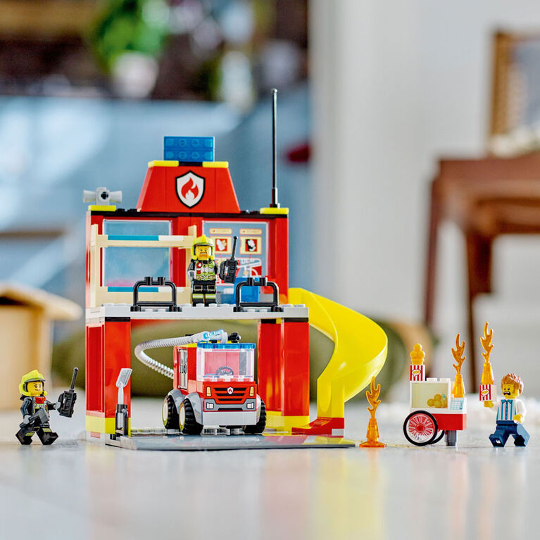 LEGO City Fire Station and Fire Truck 60375 Building Toy Set (153 Pieces)