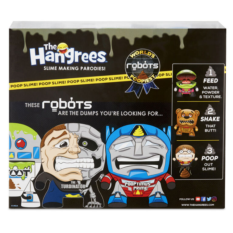 Figurines Parodie The Hangrees World's Poopiest Robots à collectionner, paquet de 3 avec gelée