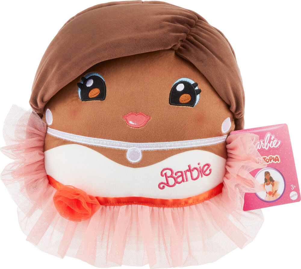 Barbie Cuutopia Plush, 10-inch Soft Pillow Doll with Peach Gown & Ruffled Sleeves