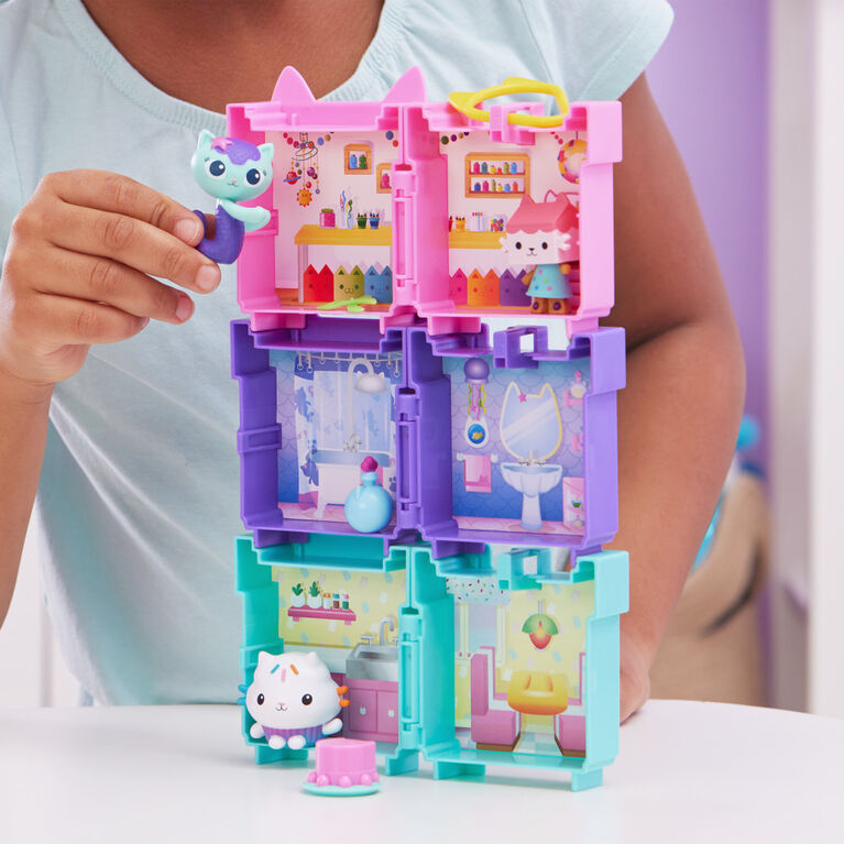 Gabby's Dollhouse, Mini Clip-On Playset with  Baby Box Cat Toy Figure and Dollhouse Accessories