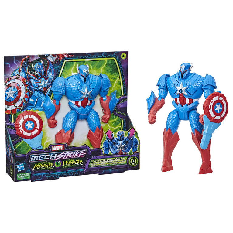 Marvel Avengers Mech Strike Monster Hunters, figurine deluxe Captain America Armure