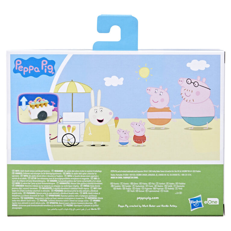 Peppa Pig, Chariot de glaces de Peppa avec 2 figurines et 3 accessoires thématiques, jouets pour enfants
