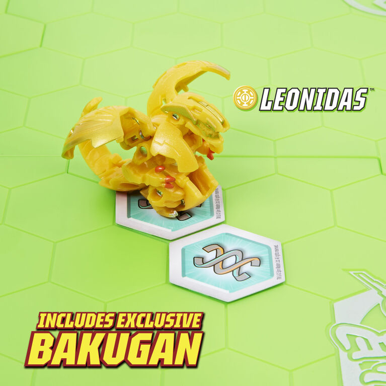 Bakugan Evo Battle Arena, Avec Bakugan Leonidas exclusif, Plateau de jeu néon pour Bakugan à collectionner