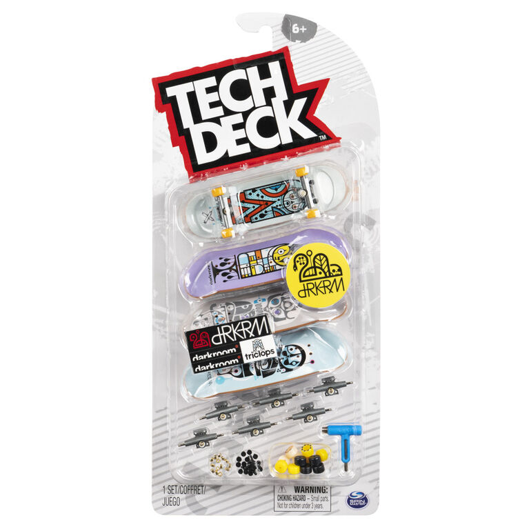 Tech Deck, Ultra DLX Fingerboard 4-Pack, Darkroom Skateboards, Collectible and Customizable Mini Skateboards