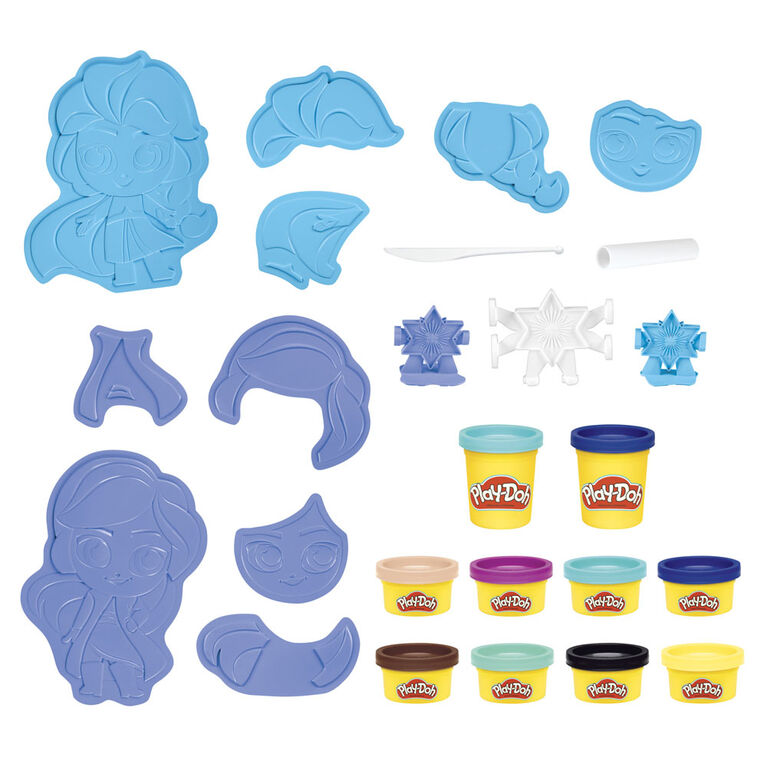 Play-Doh Featuring Disney Frozen 2 Create 'n Style Set Anna and Elsa Toy with 10 Play-Doh Cans, Non-Toxic