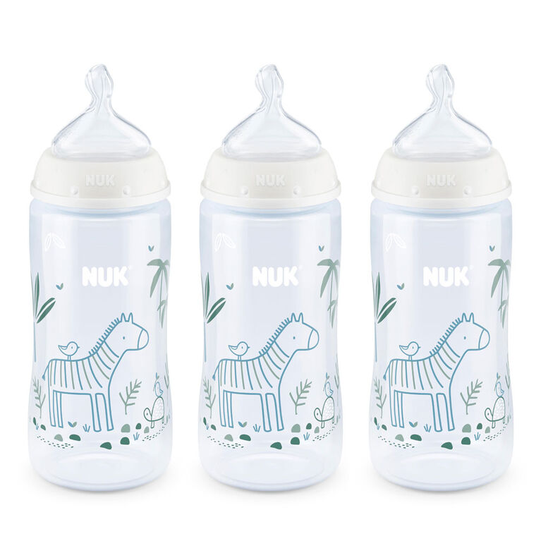 NUK Smooth Flow Anti-Colic Bottle, 10 oz, 3 Pack, 0+ Months, Blue