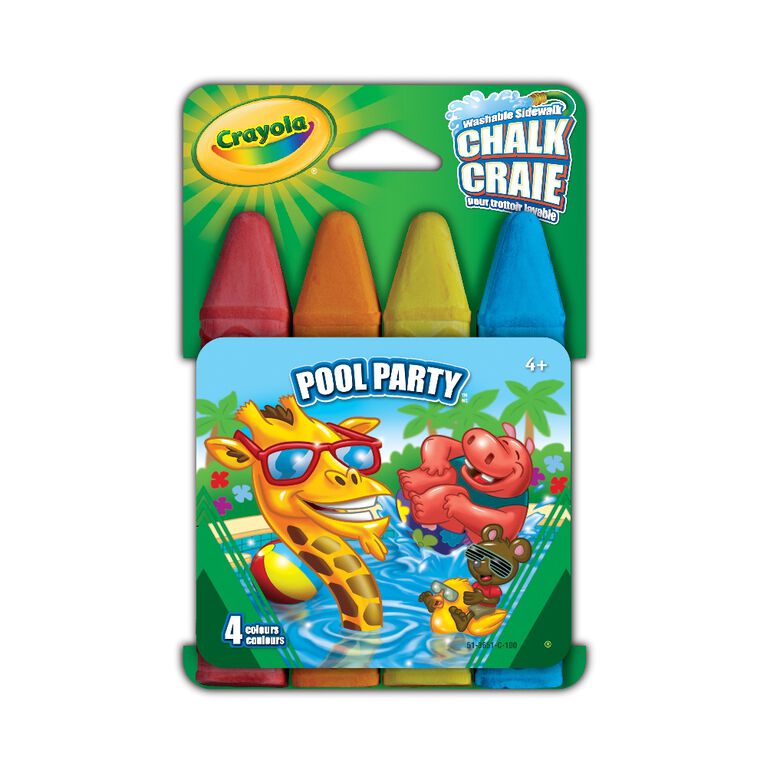 Crayola - Sidewalk Chalk - Pool Party - 4 Colours - Colours vary