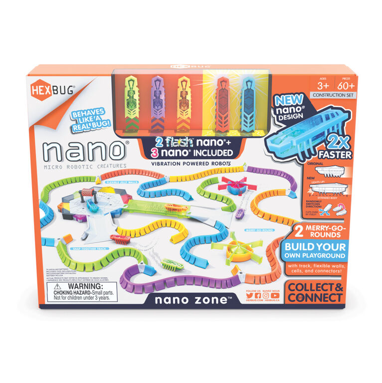 HEXBUG Flash Nano Nano Zone - Colorful Sensory Playset for Kids - Build Your Own Zone - Over 60 Pieces and Batteries Included