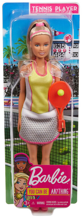 Poupée Barbie Joueuse de tennis avec tenue, raquette et balle de tennis