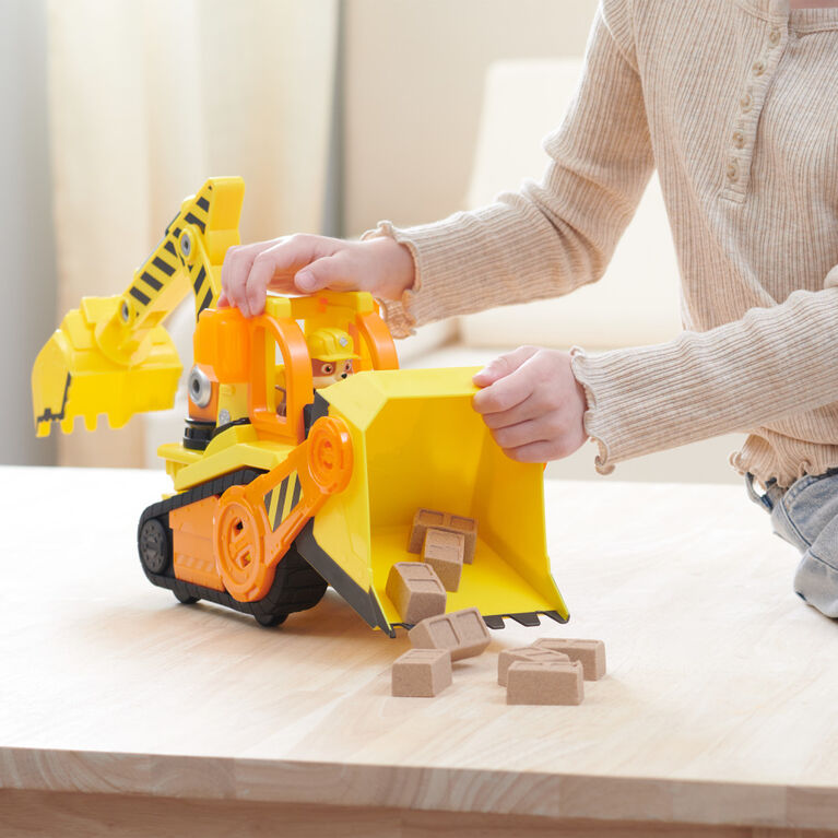 Rubble and Crew, Bark Yard Deluxe Bulldozer Construction Truck Toy with Lights, Sounds and Rubble Action Figure