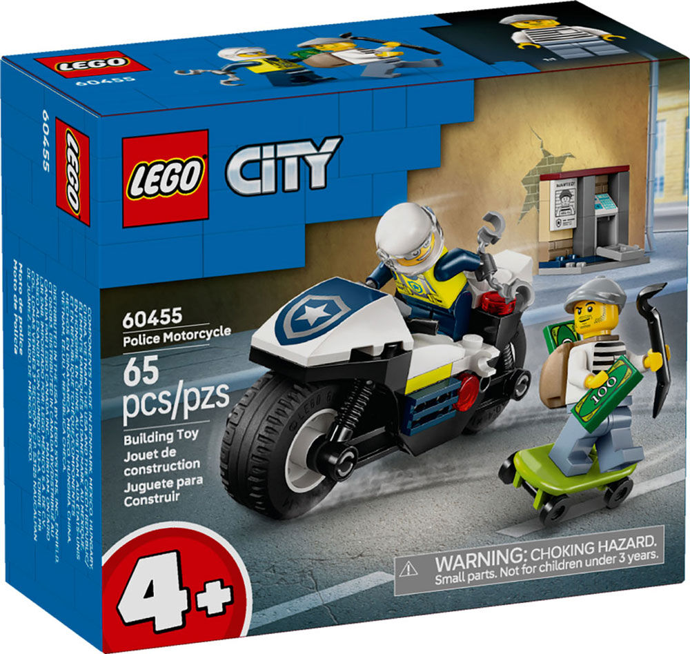 LEGO City Police Motorcycle Chase Building Toy for Kids, Ages 4+ - Learning & Pretend Play Set - 60455